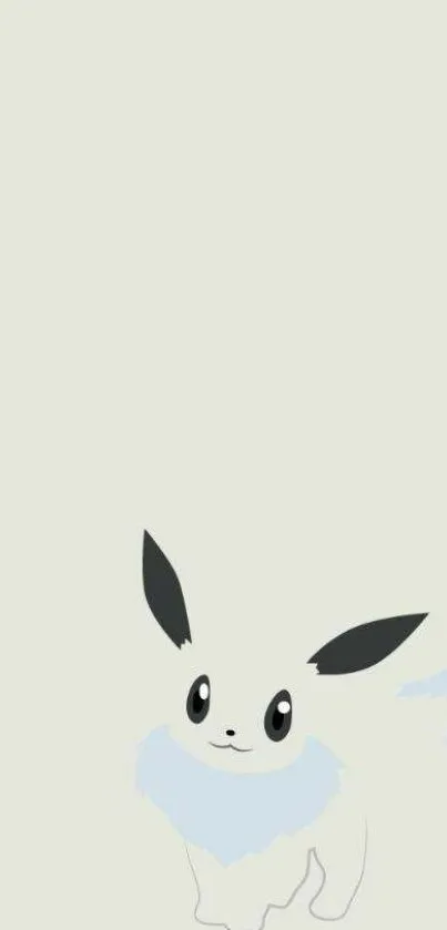 Minimalist cute cartoon character mobile wallpaper with light cream background.