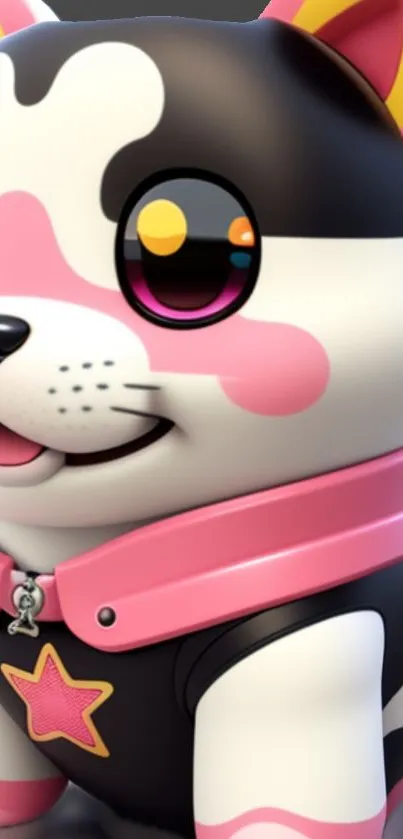 Cute cartoon dog with pink highlights and star collar.