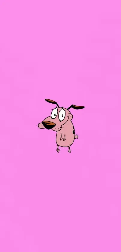 Cute cartoon dog with pink background.