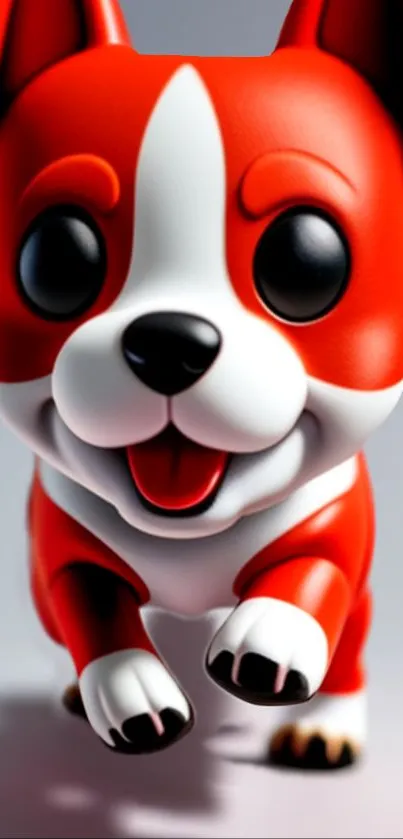 Adorable red and white cartoon dog wallpaper for mobile.