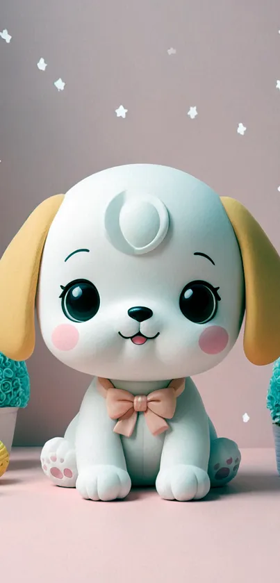 Adorable cartoon puppy with blush cheeks.