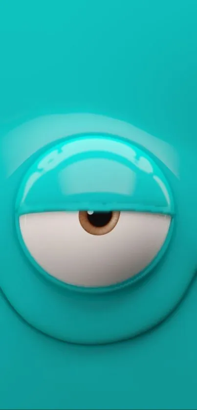 Turquoise cartoon eye wallpaper for mobile.