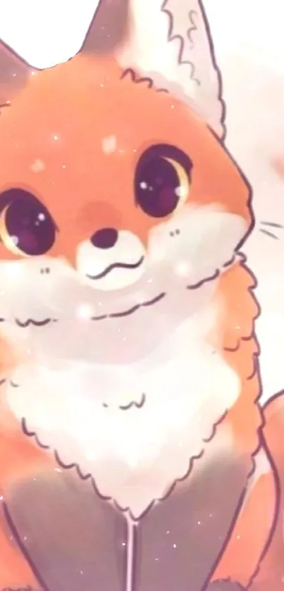 Adorable cartoon fox with fluffy fur and big eyes, perfect for phone wallpaper.