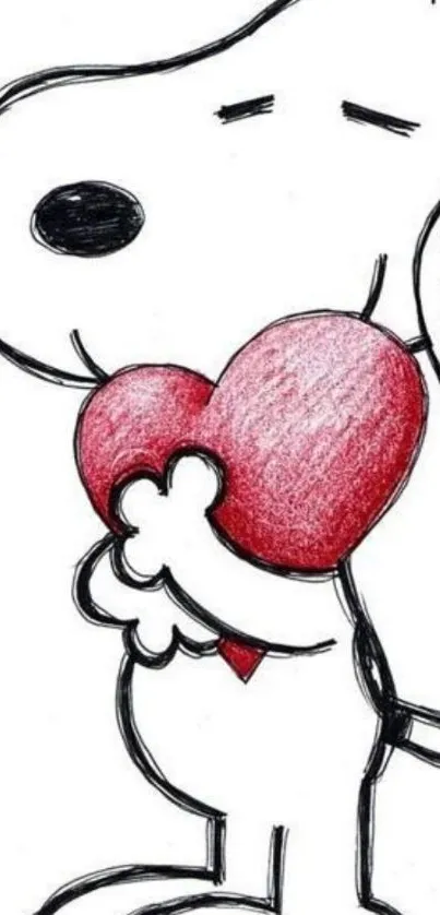 Cartoon character holding a large heart.