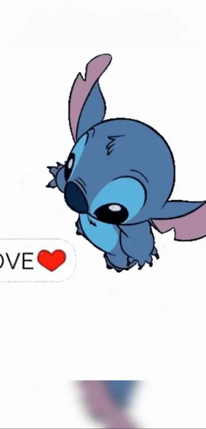 Cute blue cartoon character with love theme.