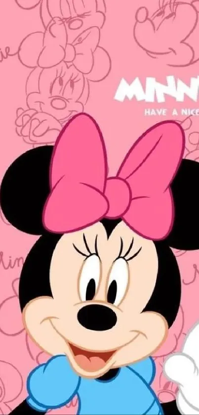 Cute pink cartoon mouse wallpaper with cheerful design.