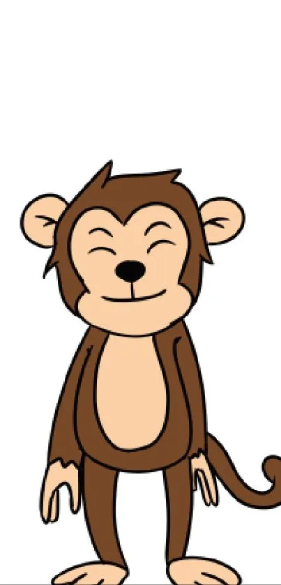 Cute cartoon monkey on a white background, ideal for mobile wallpaper.