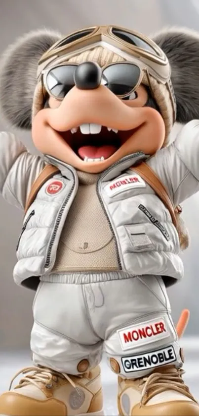 Cute cartoon mouse in stylish outfit