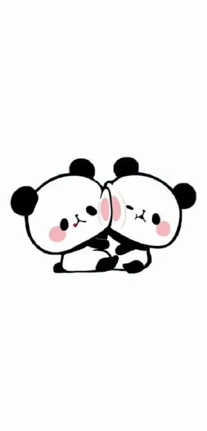 Two cute cartoon pandas on a white background.