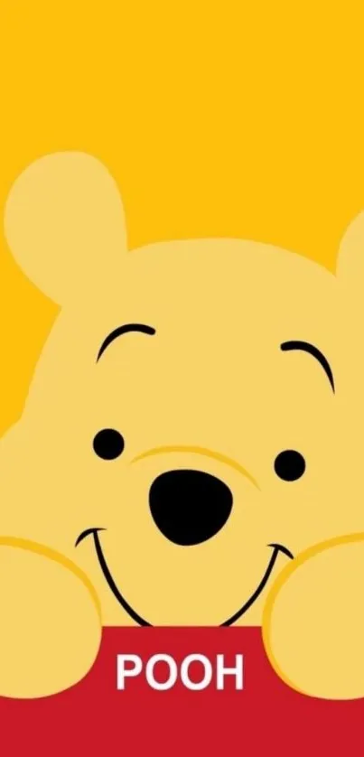 Cheerful yellow cartoon wallpaper featuring a smiling Pooh.