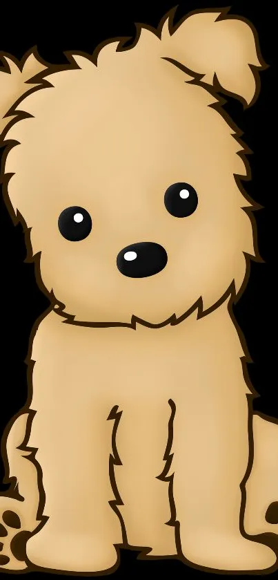 Cute cartoon puppy illustration on black background.