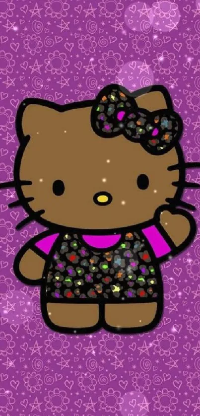 Cartoon cat with purple background wallpaper