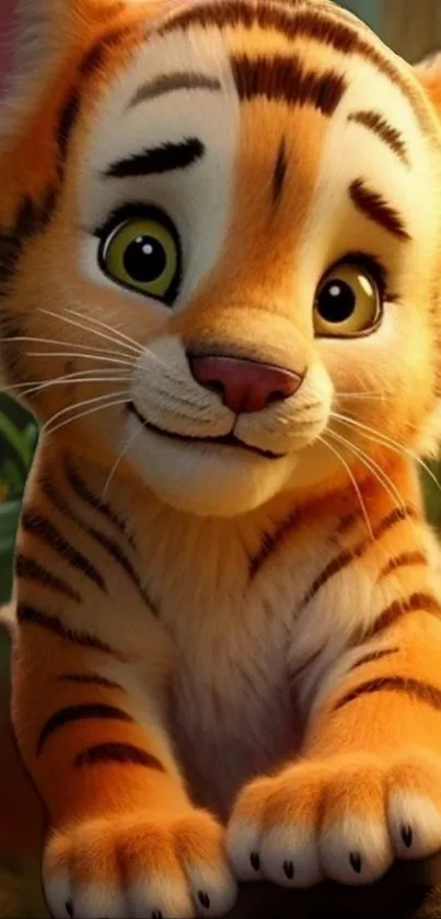 Cute cartoon tiger mobile wallpaper art.