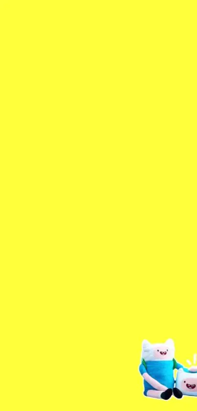 Cute cartoon characters on a yellow background; mobile wallpaper.
