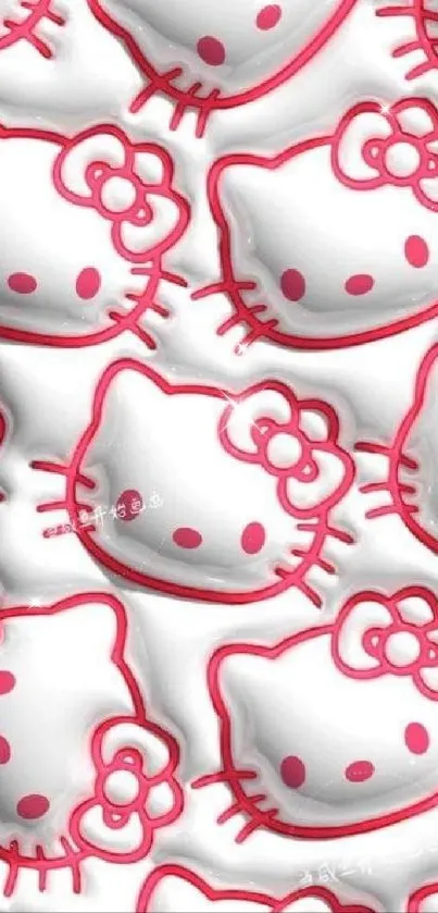 Cute pink and white cat faces pattern wallpaper.