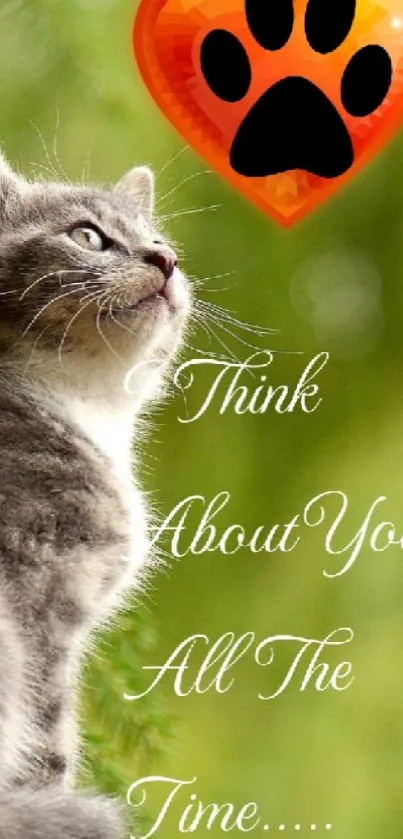 Cute cat with heart graphic and inspirational quote.