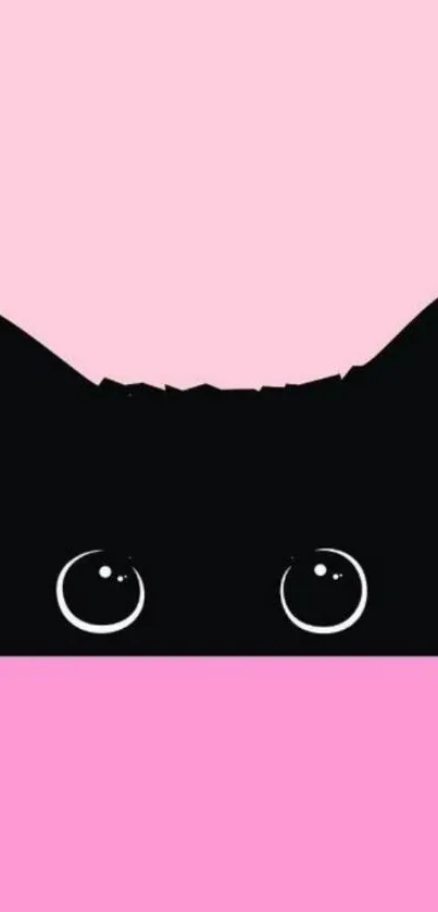 Cute black cat silhouette on a pink background wallpaper.