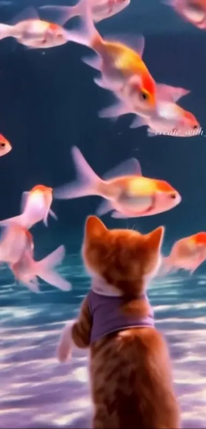 Cat gazes at vibrant fish in aquarium.
