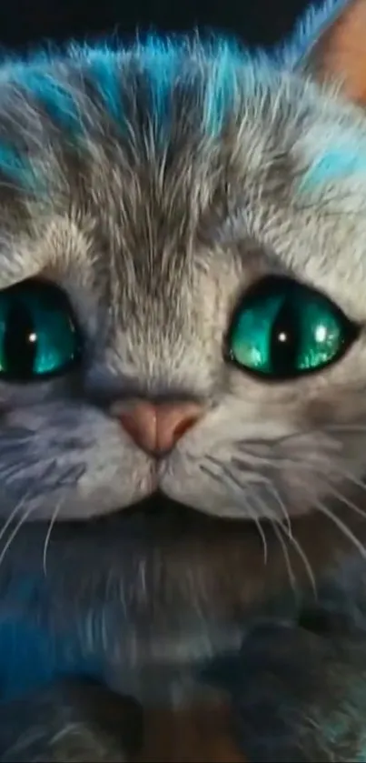 Cute animated cat with large blue eyes.