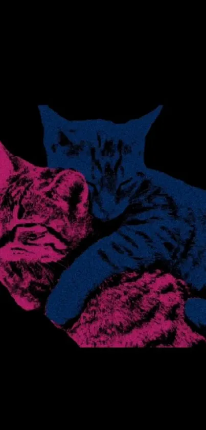 Colorful cats artwork on a black background, perfect for mobile wallpapers.