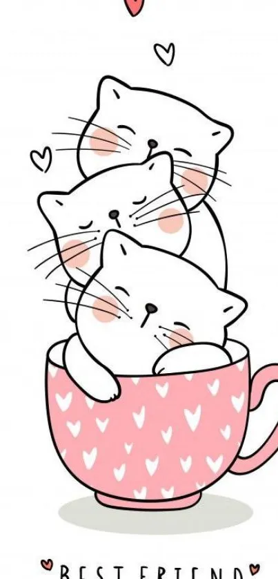 Cute Cats in a Teacup Wallpaper - free download