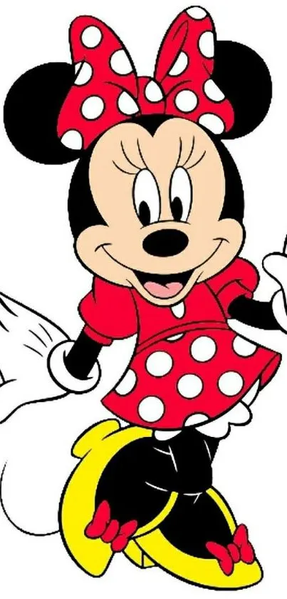 Cartoon character in red polka dot dress.