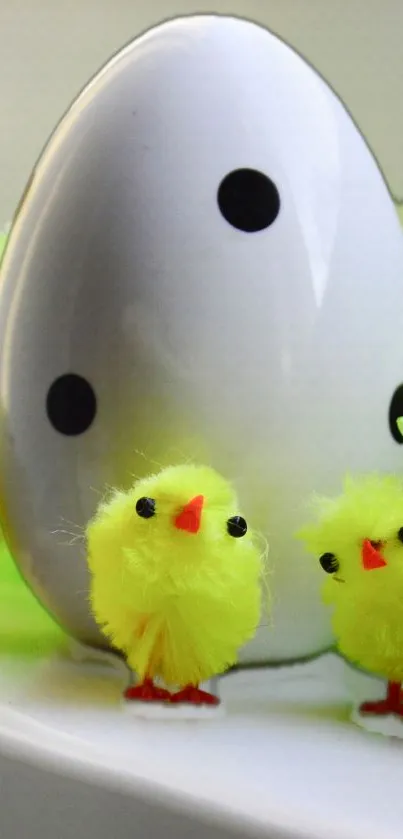 Adorable yellow chicks and egg mobile wallpaper.