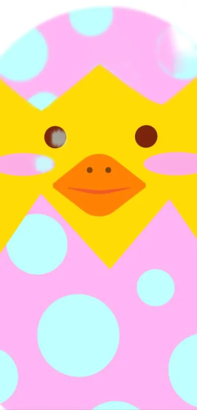 Cute cartoon chick hatching from a pastel-colored egg wallpaper.