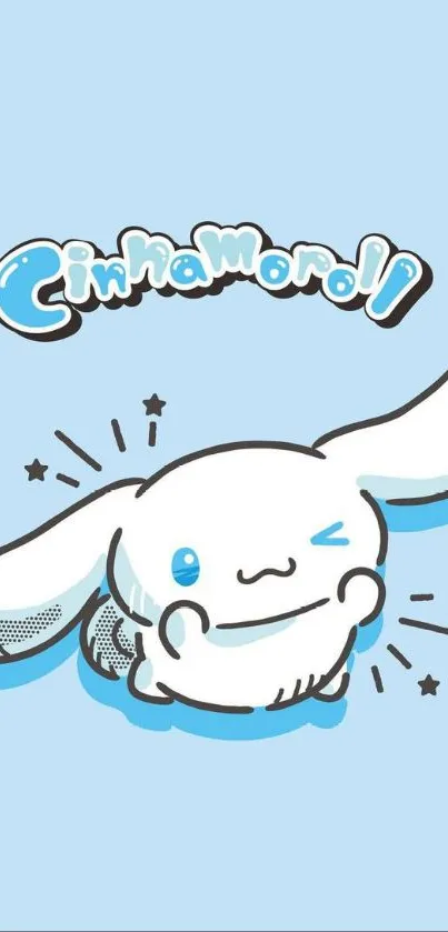 Cute Cinnamoroll character on a light blue background wallpaper.