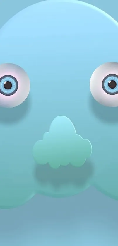 Cartoon cloud face with big eyes on a blue background.