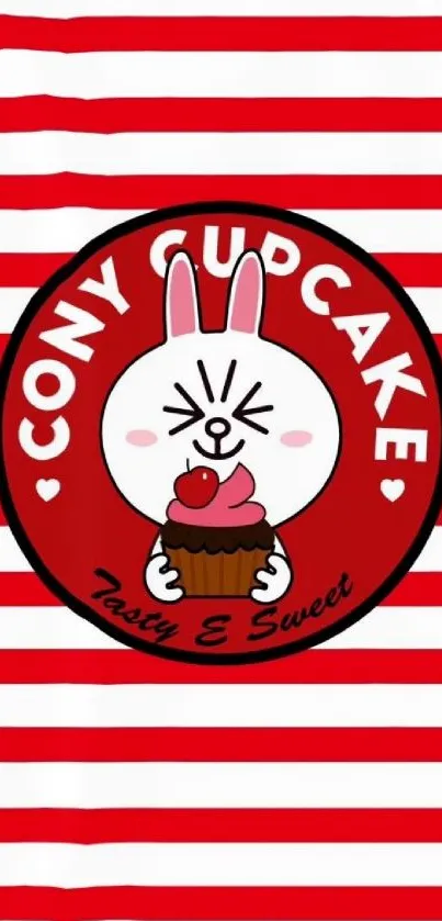 Cute Cony cupcake illustration with red stripes.