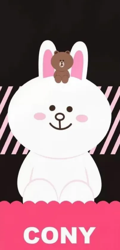 Adorable Cony and Brown Line Friends wallpaper with pink accents.