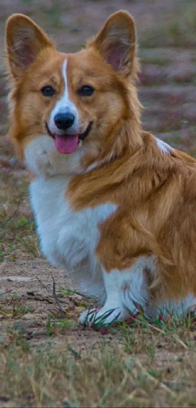 A cute Corgi sitting in a grassy field, perfect for dog lovers.