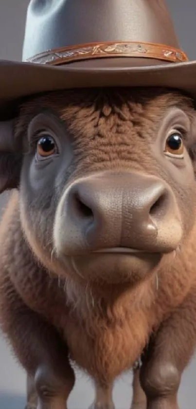 Adorable cartoon animal in a cowboy hat