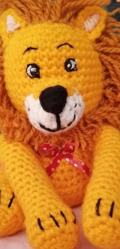 Adorable crochet lion with bright yellow design.