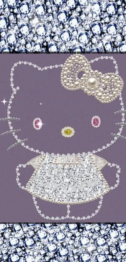 Cute crystal Hello Kitty wallpaper with lavender background.