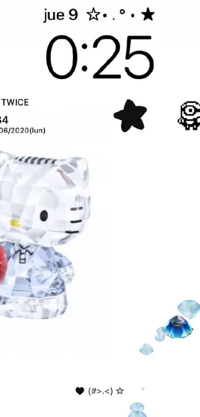 Cute crystal Hello Kitty with playful elements.