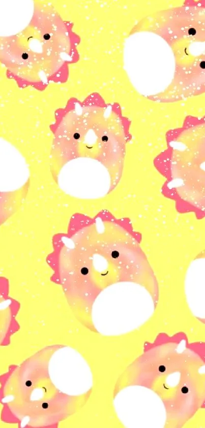 Cute dinosaur pattern with yellow background.