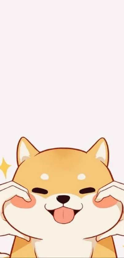 Cute Shiba Inu cartoon wallpaper with a playful expression.