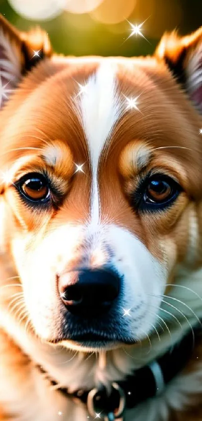 Adorable dog with bright fur looking directly into the camera.