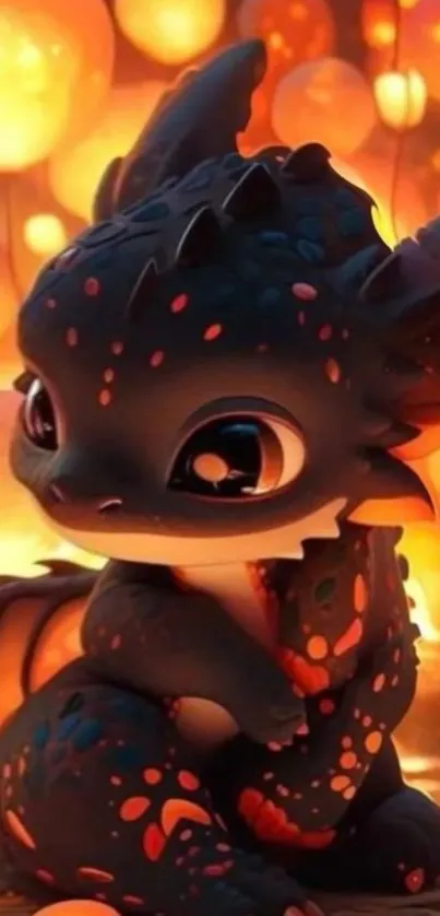 Cute dragon in a glowing fantasy setting.