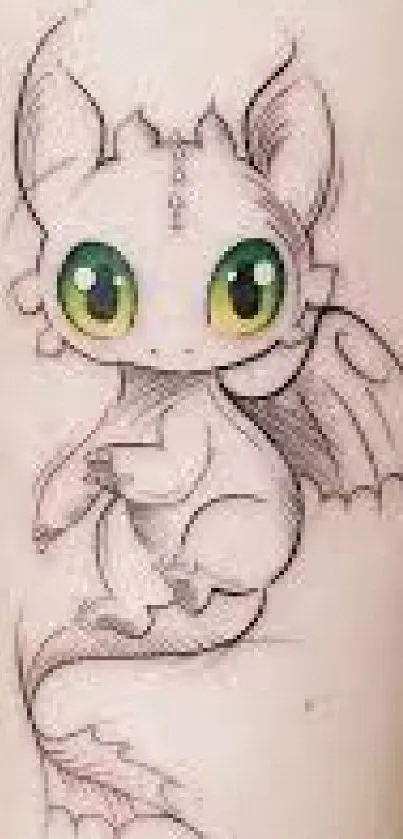 Cute cartoon dragon tattoo illustration on skin.