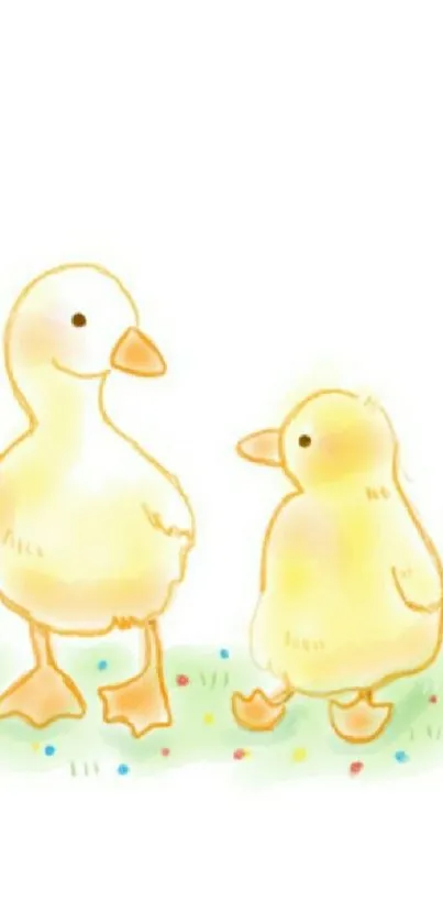 Adorable ducklings illustration with a minimalistic style on a white background.