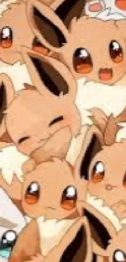 Cute Eevee Pokémon wallpaper with multiple characters.