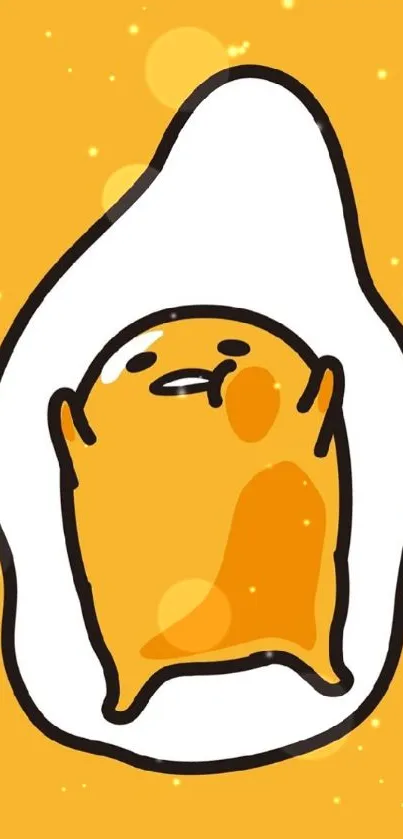 Cute egg character on yellow background mobile wallpaper.