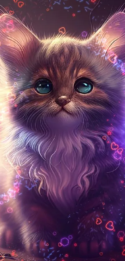 Cute kitten with fairy wings in a magical fantasy setting.