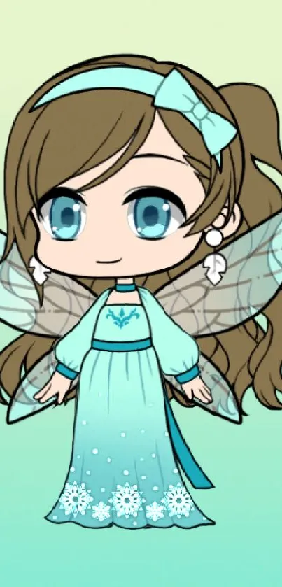 Adorable cartoon fairy with gradient background.