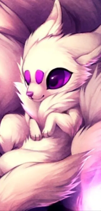 Charming fantasy creature with purple hues and fluffy features.