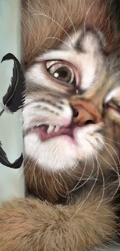 Adorable close-up of a cat with playful expression for mobile wallpaper.