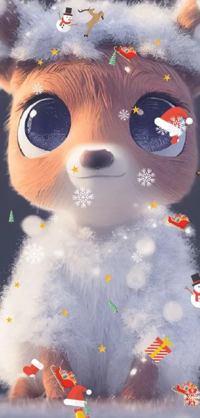 Adorable animal in festive Christmas setting on mobile wallpaper.